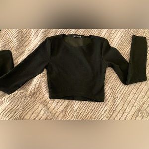 Zara Black Long Sleeve Croptop Sz Small